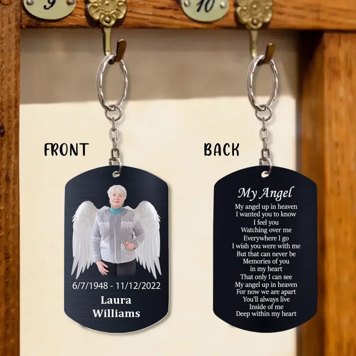 Personalized My Angel Memorial Aluminium Keychain - Upload Photo - Memorial Gift Idea - My Angel Up In Heaven