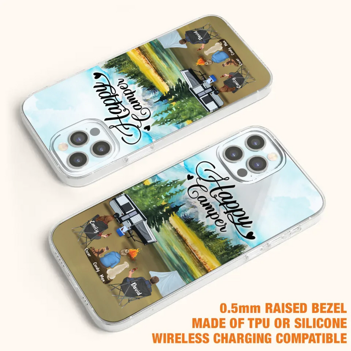 Personalized Camping Phone Case - Parents With 1 Kids And 2 Pets - Best Gift For Family - Happy Camper - Case For iPhone And Samsung