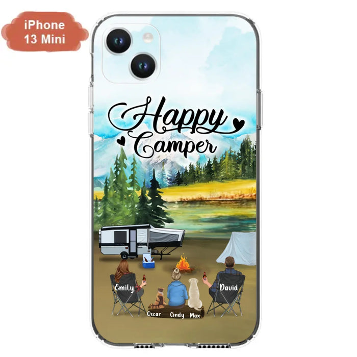 Personalized Camping Phone Case - Parents With 1 Kids And 2 Pets - Best Gift For Family - Happy Camper - Case For iPhone And Samsung