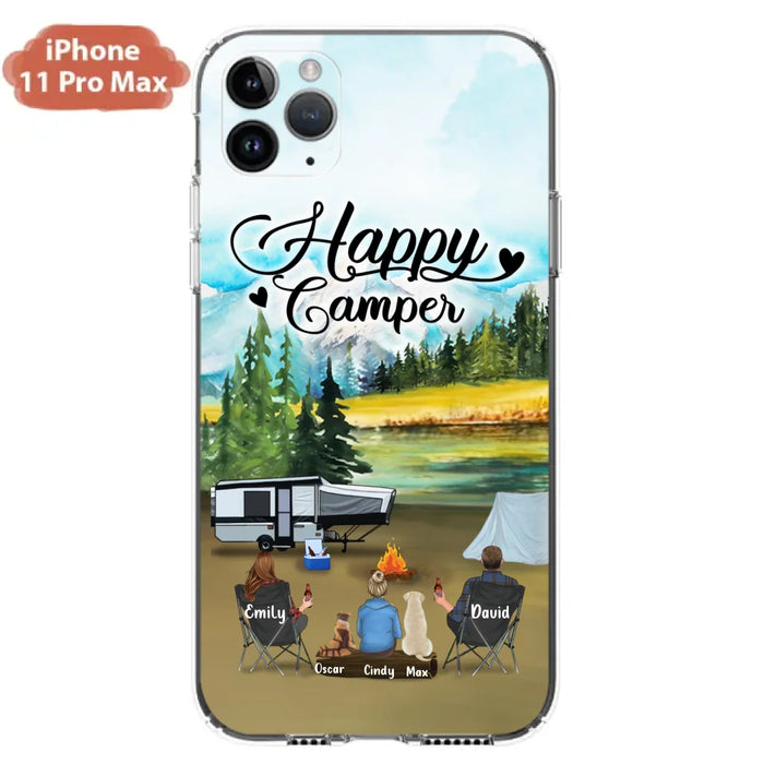 Personalized Camping Phone Case - Parents With 1 Kids And 2 Pets - Best Gift For Family - Happy Camper - Case For iPhone And Samsung