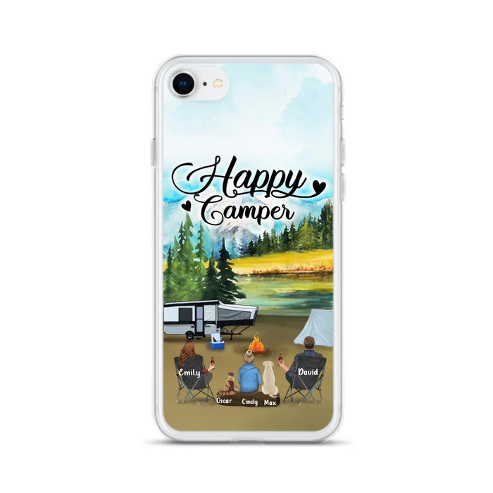 Personalized Camping Phone Case - Parents With 1 Kids And 2 Pets - Best Gift For Family - Happy Camper - Case For iPhone And Samsung