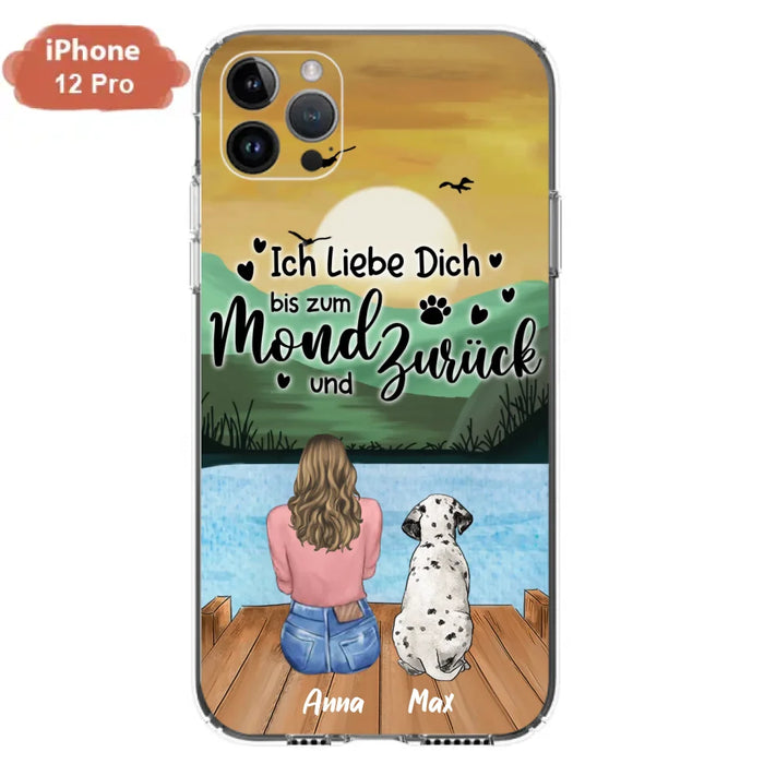 Custom Personalized Dog Mom Phone Case - Gifts For Dog Lover/ Mother's Day With Upto 5 Dogs - Ich Liebe Dich Bis Zum Mond Und Zurück - Case For iPhone And Samsung