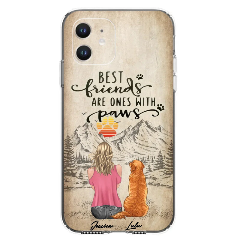 Custom Personalized Dog Mom Phone Case - Upto 5 Dogs - Gift Idea For Mother's Day/Dog Lovers - Best Friends Are Ones With Paws - Case For iPhone And Samsung