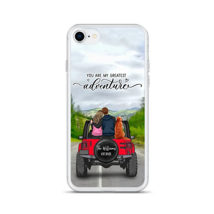 Custom Personalized Off-Road Couple Phone Case - Couple With Upto 4 Dogs- Gift Idea For Couple/ Dog Lover - You Are My Greatest Adventure - Case For iPhone And Samsung