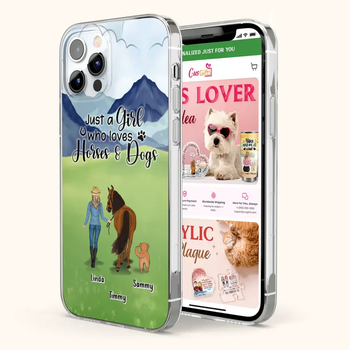 Personalized Horse & Dog Phone Case - Gift Idea For Horse/Dog Lovers With Up To 2 Horses And 4 Dogs - Just A Girl Who Loves Horses & Dogs - Cases For iPhone & Samsung