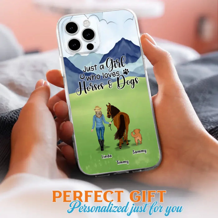 Personalized Horse & Dog Phone Case - Gift Idea For Horse/Dog Lovers With Up To 2 Horses And 4 Dogs - Just A Girl Who Loves Horses & Dogs - Cases For iPhone & Samsung