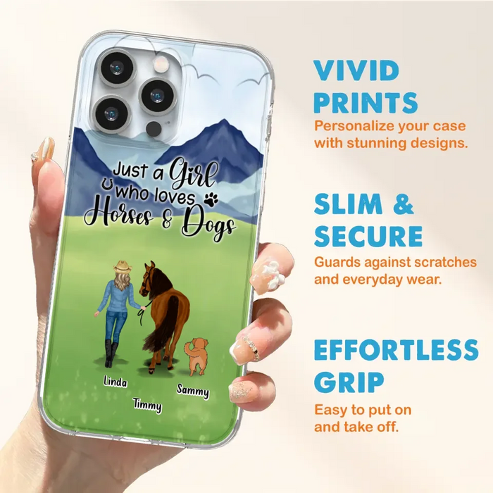 Personalized Horse & Dog Phone Case - Gift Idea For Horse/Dog Lovers With Up To 2 Horses And 4 Dogs - Just A Girl Who Loves Horses & Dogs - Cases For iPhone & Samsung