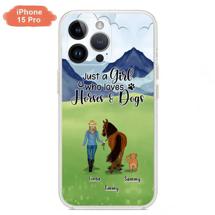 Personalized Horse & Dog Phone Case - Gift Idea For Horse/Dog Lovers With Up To 2 Horses And 4 Dogs - Just A Girl Who Loves Horses & Dogs - Cases For iPhone & Samsung