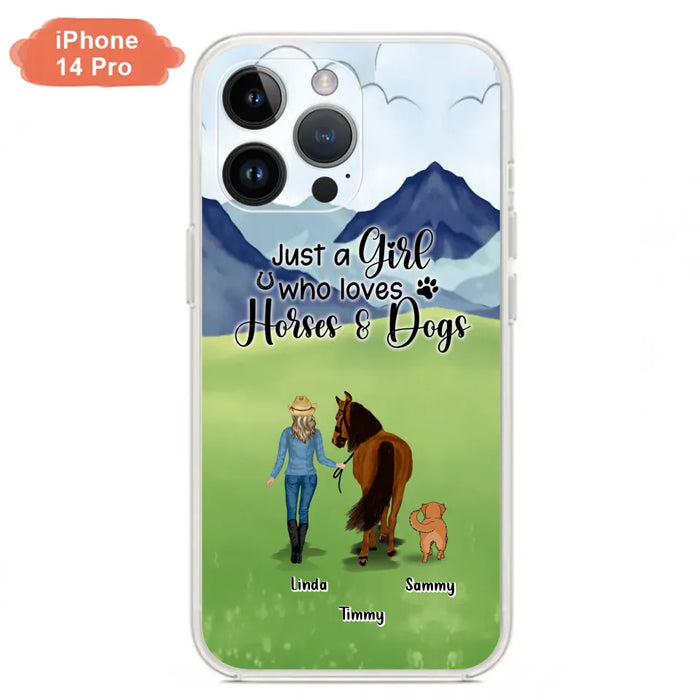 Personalized Horse & Dog Phone Case - Gift Idea For Horse/Dog Lovers With Up To 2 Horses And 4 Dogs - Just A Girl Who Loves Horses & Dogs - Cases For iPhone & Samsung