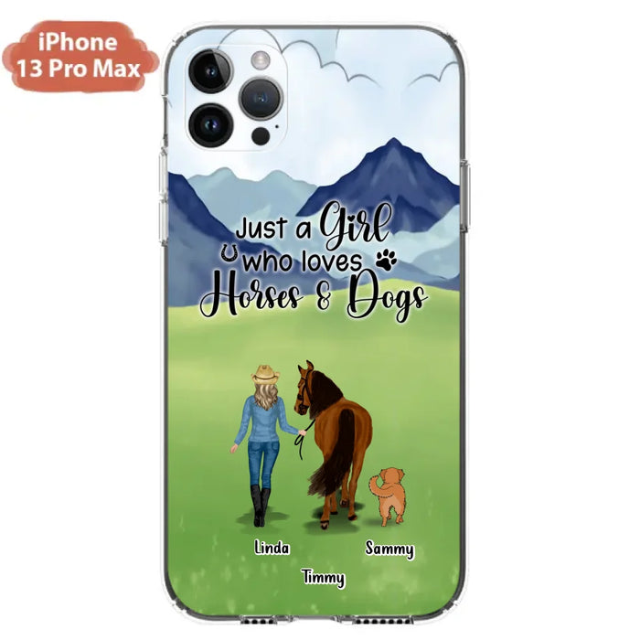 Personalized Horse & Dog Phone Case - Gift Idea For Horse/Dog Lovers With Up To 2 Horses And 4 Dogs - Just A Girl Who Loves Horses & Dogs - Cases For iPhone & Samsung