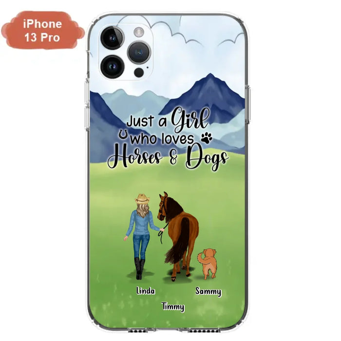 Personalized Horse & Dog Phone Case - Gift Idea For Horse/Dog Lovers With Up To 2 Horses And 4 Dogs - Just A Girl Who Loves Horses & Dogs - Cases For iPhone & Samsung