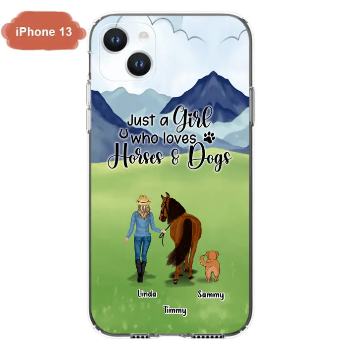 Personalized Horse & Dog Phone Case - Gift Idea For Horse/Dog Lovers With Up To 2 Horses And 4 Dogs - Just A Girl Who Loves Horses & Dogs - Cases For iPhone & Samsung