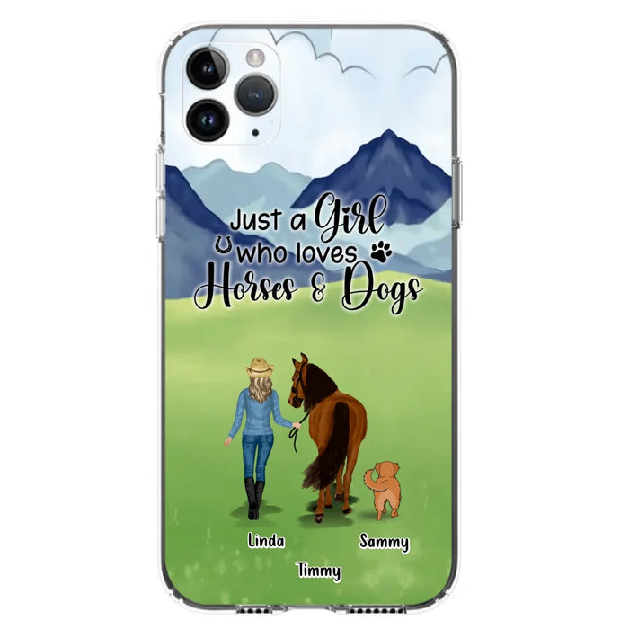 Personalized Horse & Dog Phone Case - Gift Idea For Horse/Dog Lovers With Up To 2 Horses And 4 Dogs - Just A Girl Who Loves Horses & Dogs - Cases For iPhone & Samsung