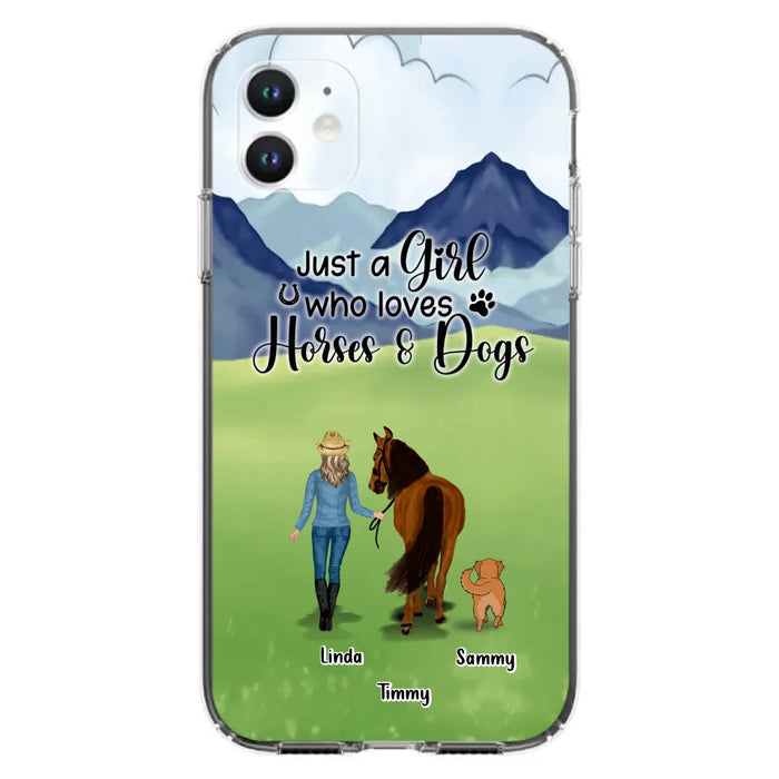 Personalized Horse & Dog Phone Case - Gift Idea For Horse/Dog Lovers With Up To 2 Horses And 4 Dogs - Just A Girl Who Loves Horses & Dogs - Cases For iPhone & Samsung