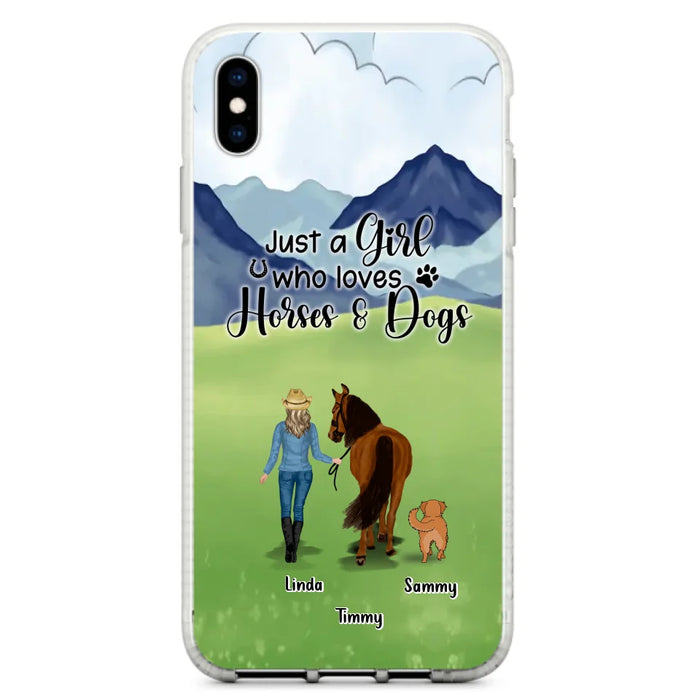 Personalized Horse & Dog Phone Case - Gift Idea For Horse/Dog Lovers With Up To 2 Horses And 4 Dogs - Just A Girl Who Loves Horses & Dogs - Cases For iPhone & Samsung
