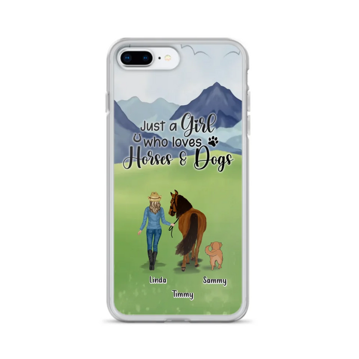 Personalized Horse & Dog Phone Case - Gift Idea For Horse/Dog Lovers With Up To 2 Horses And 4 Dogs - Just A Girl Who Loves Horses & Dogs - Cases For iPhone & Samsung
