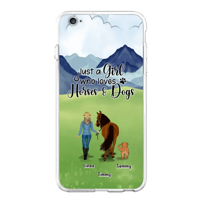 Personalized Horse & Dog Phone Case - Gift Idea For Horse/Dog Lovers With Up To 2 Horses And 4 Dogs - Just A Girl Who Loves Horses & Dogs - Cases For iPhone & Samsung