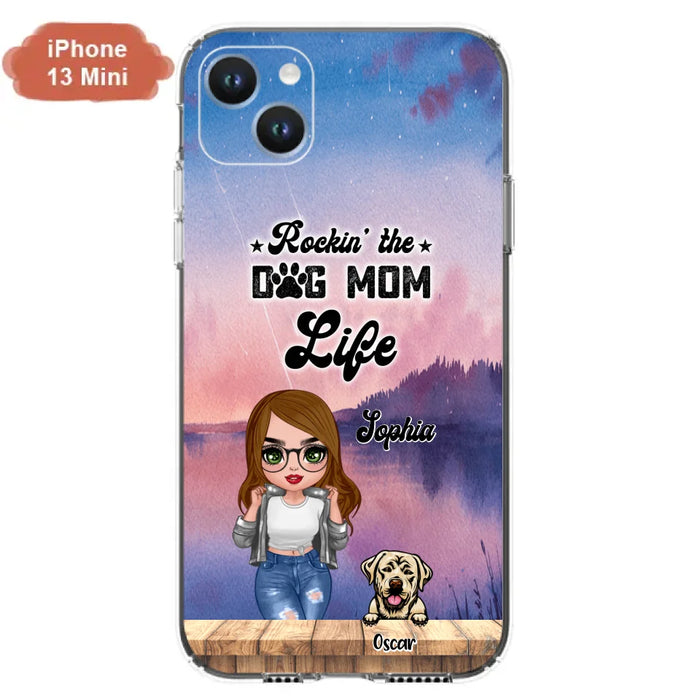 Custom Personalized Dog Mom Chibi Front Phone Case - Gifts For Dog Lover With Up to 4 Dogs - Rockin' The Dog Mom Life - Case For iPhone And Samsung