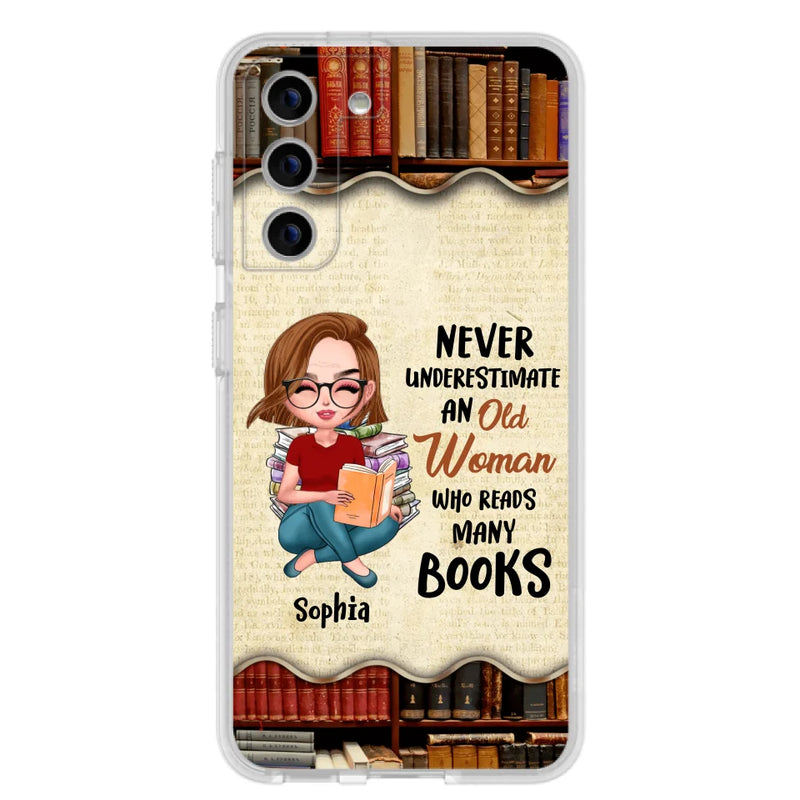 Custom Personalized Old Woman Books Phone Case -  Gift Idea For Books Lover - Case For iPhone And Samsung