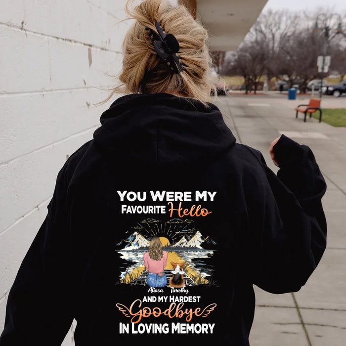 Personalized Memorial Pet Pullover Hoodie - Up To 5 Pets - Gift Idea For Dog Lovers - You Were My Favourite Hello And My Hardest Goodbye In Loving Memory