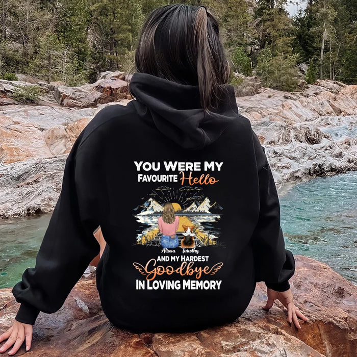 Personalized Memorial Pet Pullover Hoodie - Up To 5 Pets - Gift Idea For Dog Lovers - You Were My Favourite Hello And My Hardest Goodbye In Loving Memory
