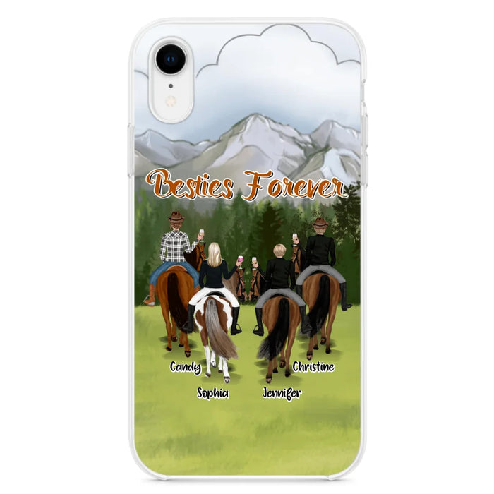 Custom Personalized Riding Horse Friends iPhone/Samsung Cases - Gift for Besties, Horse Lovers - Up to 4 Besties - Besties Forever