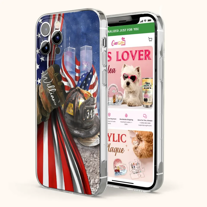 Personalized Fire Fighter Phone Case - Gift Idea For 4th Of July Day - Cases For iPhone And Samsung