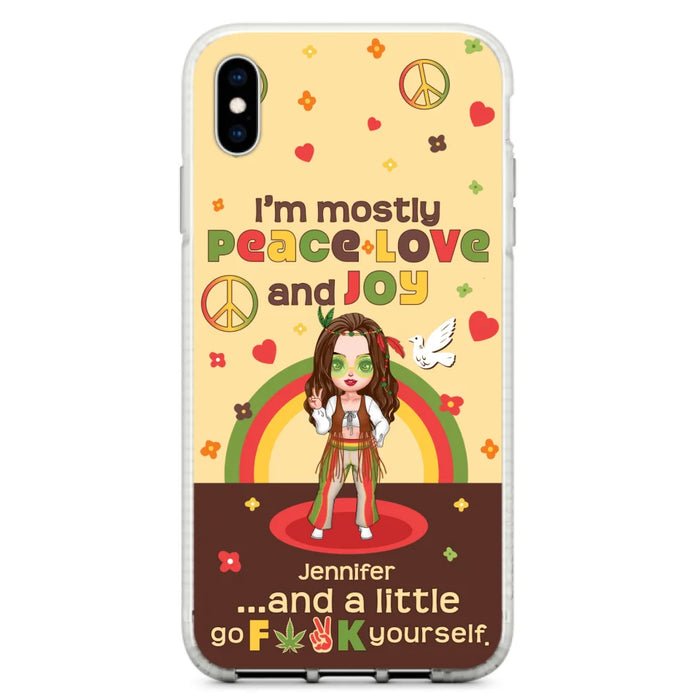 Custom Personalized Chibi Girl Case for iPhone/ Samsung - Gift Idea For Best Friend - I'm Mostly Peace Love and Joy