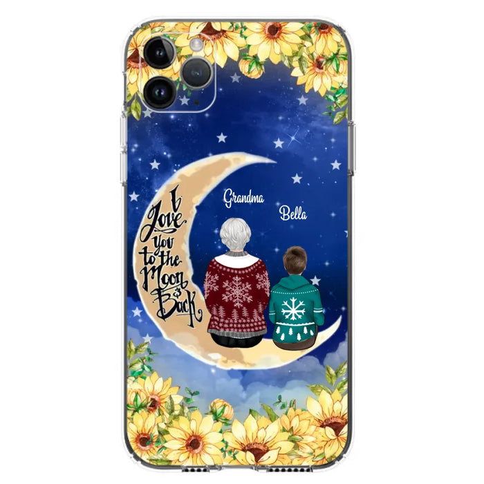 Personalized Grandma & Grandchilds Sitting On Moon Phone Case - Up to 3 Kids - Gift Idea For Grandma - I Love You To The Moon And Back - Cases For iPhone & Samsung