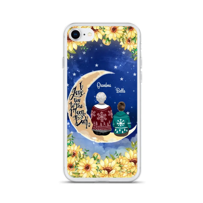 Personalized Grandma & Grandchilds Sitting On Moon Phone Case - Up to 3 Kids - Gift Idea For Grandma - I Love You To The Moon And Back - Cases For iPhone & Samsung