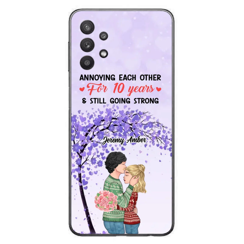 Custom Personalized Couple Kissing Phone Case - Gift Idea For Couple/Lovers - Annoying Each Other For 10 Years & Still Going Strong - Cases For iPhone & Samsung