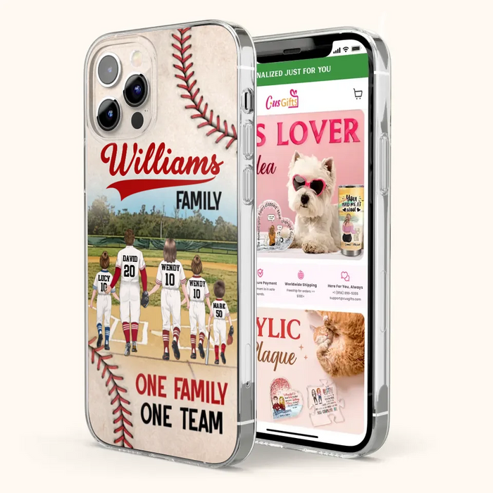 Personalized Baseball Family Phone Case - Up to 3 Children - Valentine's Day/Birthday/Anniversary Gift For Husband & Wife - One Family One Team - Case for iPhone/Samsung