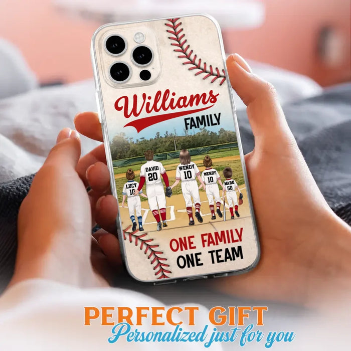 Personalized Baseball Family Phone Case - Up to 3 Children - Valentine's Day/Birthday/Anniversary Gift For Husband & Wife - One Family One Team - Case for iPhone/Samsung