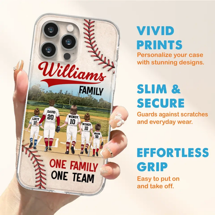 Personalized Baseball Family Phone Case - Up to 3 Children - Valentine's Day/Birthday/Anniversary Gift For Husband & Wife - One Family One Team - Case for iPhone/Samsung