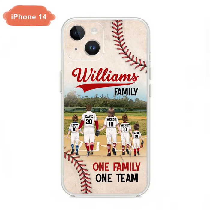 Personalized Baseball Family Phone Case - Up to 3 Children - Valentine's Day/Birthday/Anniversary Gift For Husband & Wife - One Family One Team - Case for iPhone/Samsung