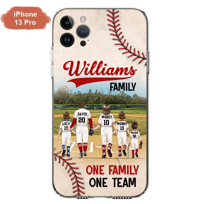 Personalized Baseball Family Phone Case - Up to 3 Children - Valentine's Day/Birthday/Anniversary Gift For Husband & Wife - One Family One Team - Case for iPhone/Samsung