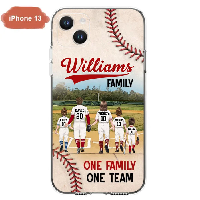 Personalized Baseball Family Phone Case - Up to 3 Children - Valentine's Day/Birthday/Anniversary Gift For Husband & Wife - One Family One Team - Case for iPhone/Samsung