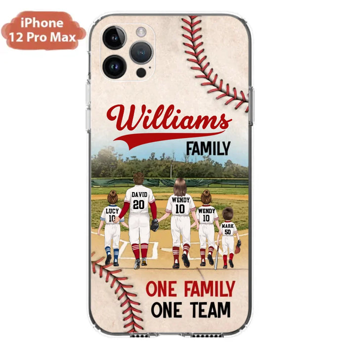 Personalized Baseball Family Phone Case - Up to 3 Children - Valentine's Day/Birthday/Anniversary Gift For Husband & Wife - One Family One Team - Case for iPhone/Samsung