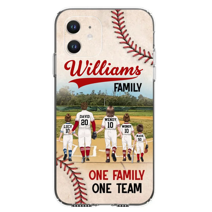 Personalized Baseball Family Phone Case - Up to 3 Children - Valentine's Day/Birthday/Anniversary Gift For Husband & Wife - One Family One Team - Case for iPhone/Samsung