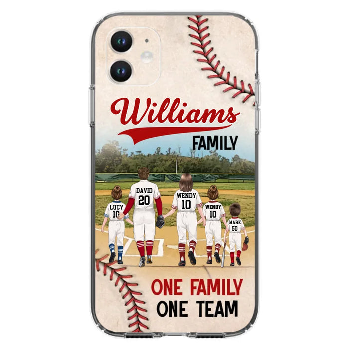 Personalized Baseball Family Phone Case - Up to 3 Children - Valentine's Day/Birthday/Anniversary Gift For Husband & Wife - One Family One Team - Case for iPhone/Samsung