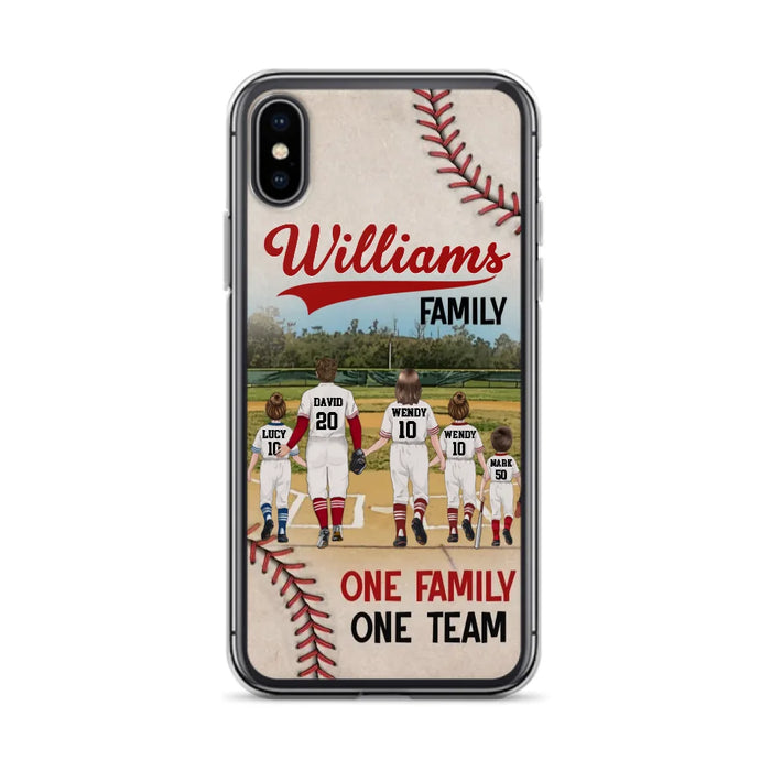 Personalized Baseball Family Phone Case - Up to 3 Children - Valentine's Day/Birthday/Anniversary Gift For Husband & Wife - One Family One Team - Case for iPhone/Samsung