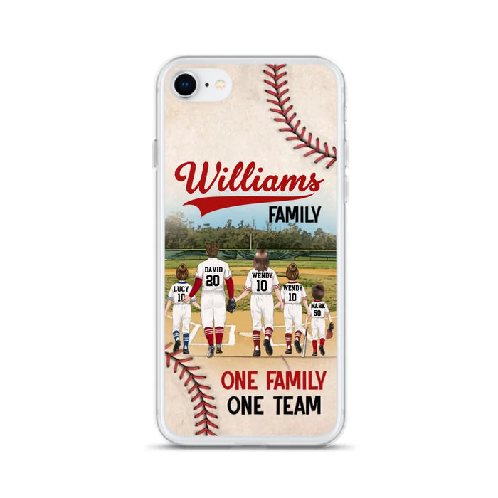 Personalized Baseball Family Phone Case - Up to 3 Children - Valentine's Day/Birthday/Anniversary Gift For Husband & Wife - One Family One Team - Case for iPhone/Samsung