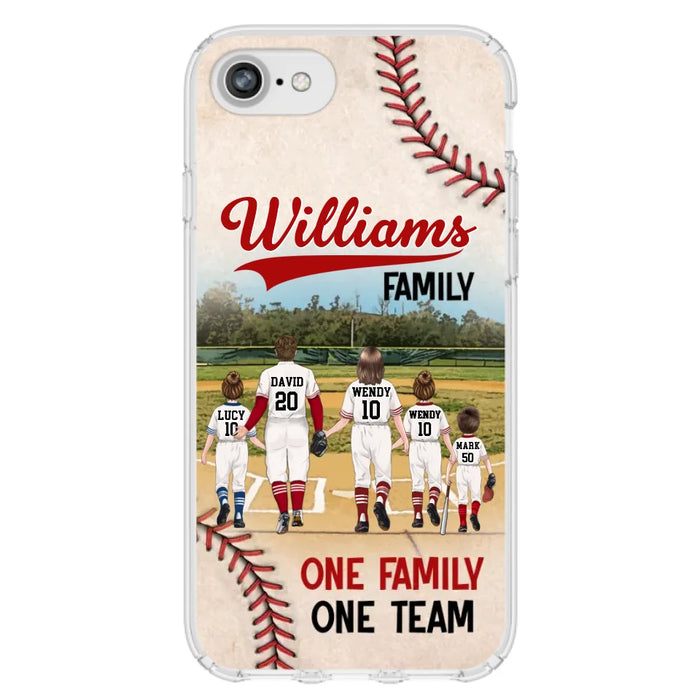 Personalized Baseball Family Phone Case - Up to 3 Children - Valentine's Day/Birthday/Anniversary Gift For Husband & Wife - One Family One Team - Case for iPhone/Samsung