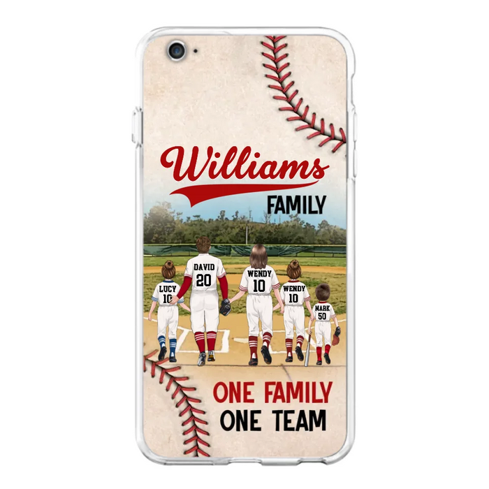 Personalized Baseball Family Phone Case - Up to 3 Children - Valentine's Day/Birthday/Anniversary Gift For Husband & Wife - One Family One Team - Case for iPhone/Samsung