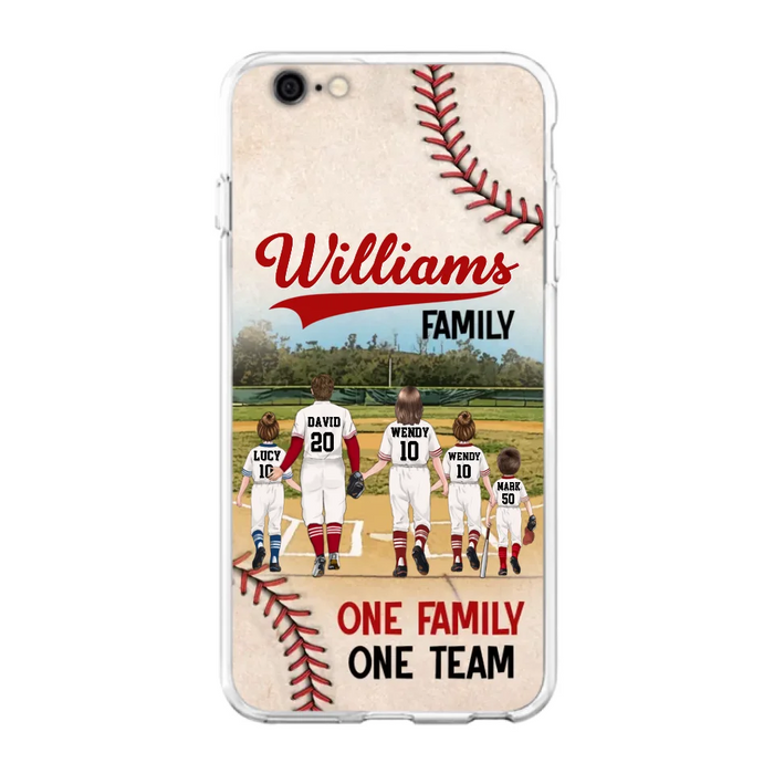 Personalized Baseball Family Phone Case - Up to 3 Children - Valentine's Day/Birthday/Anniversary Gift For Husband & Wife - One Family One Team - Case for iPhone/Samsung