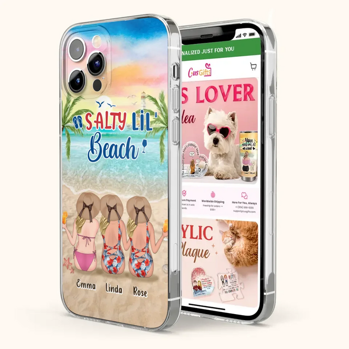 Personalized Beach Girls Phone Case - Up to 3 Girls - Gift Idea For Friends/Sisters - Salty Lil' Beach - Case For iPhone And Samsung