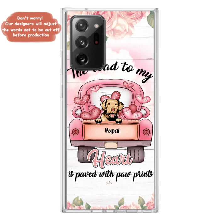 Custom Personalized Dog Phone Case - Best Gifts For Dog Lovers With Upto 5 Dogs - The Road To My Heart Is Paved With Paw Prints