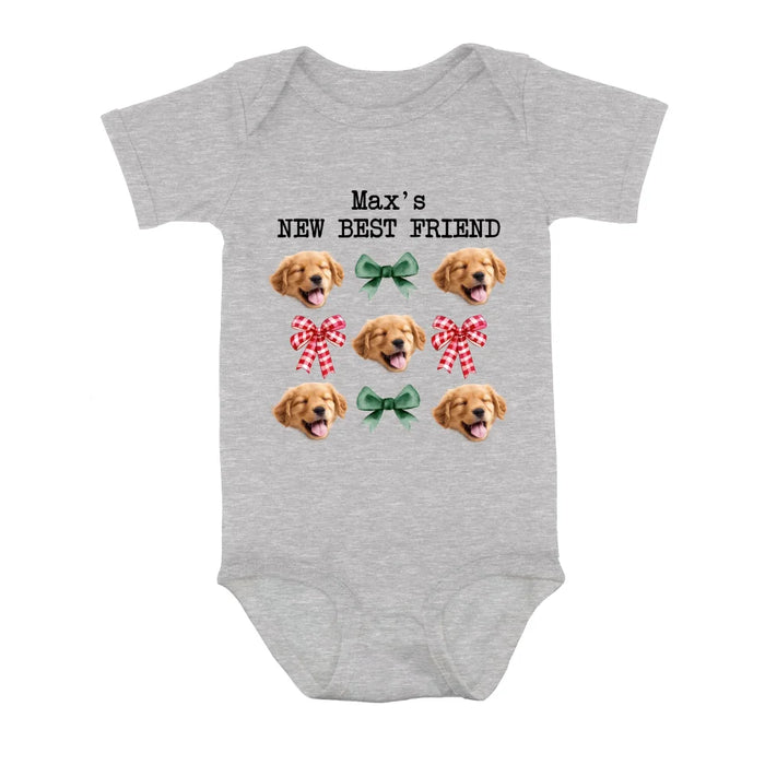 Personalized Coquettee Baby Onesie - Gift Idea For Christmas/Dog Lover - Upload Dog's Face - New Best Friend