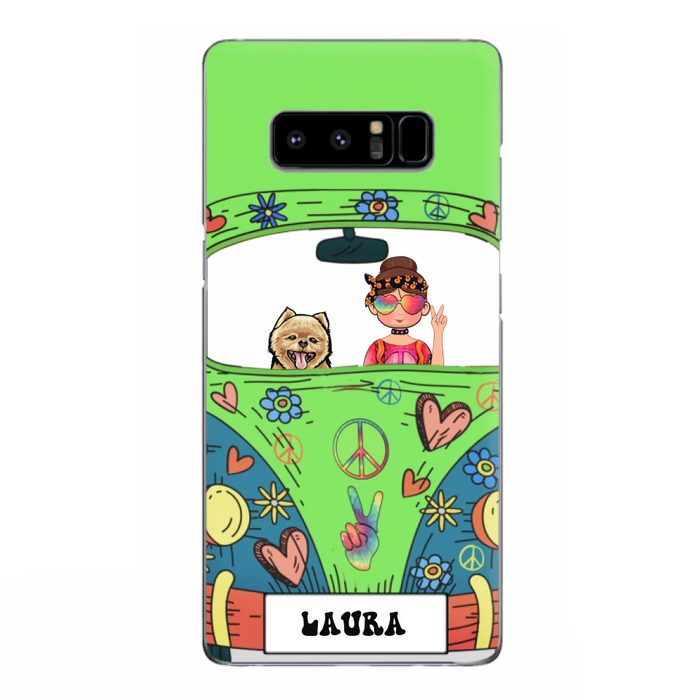 Personalized Hippie Girl Phone Case - Girl with up to 3 Pets - Case for iPhone, Samsung and Xiaomi