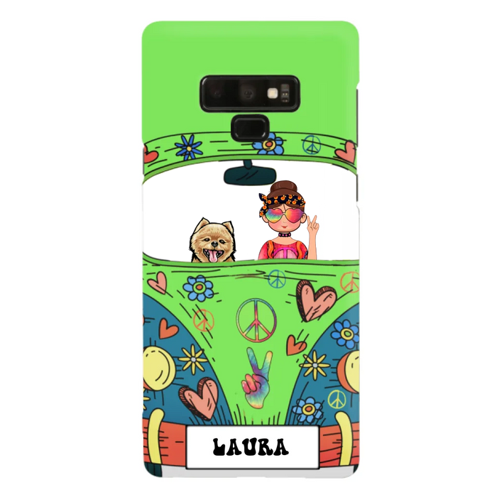 Personalized Hippie Girl Phone Case - Girl with up to 3 Pets - Case for iPhone, Samsung and Xiaomi